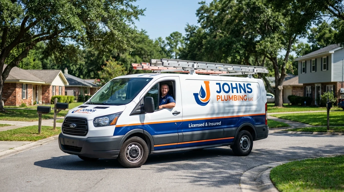 Johns Plumbing LLC service van in Citronelle, AL