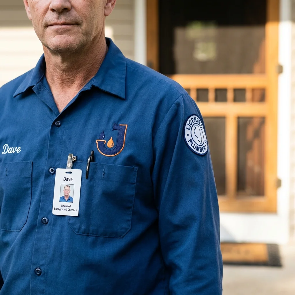 Licensed plumber showing ID badge in Citronelle, AL