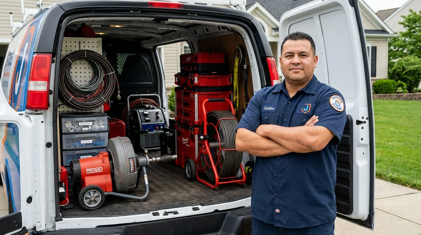 Professional drain cleaning equipment and Johns Plumbing LLC plumber in Citronelle