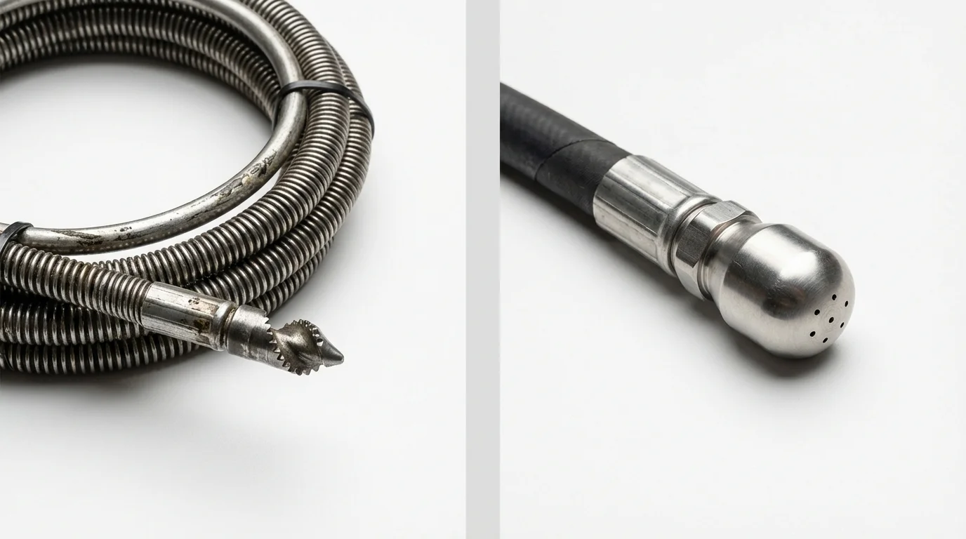 Drain snake cable and hydro jetting nozzle used for drain cleaning in Citronelle, AL