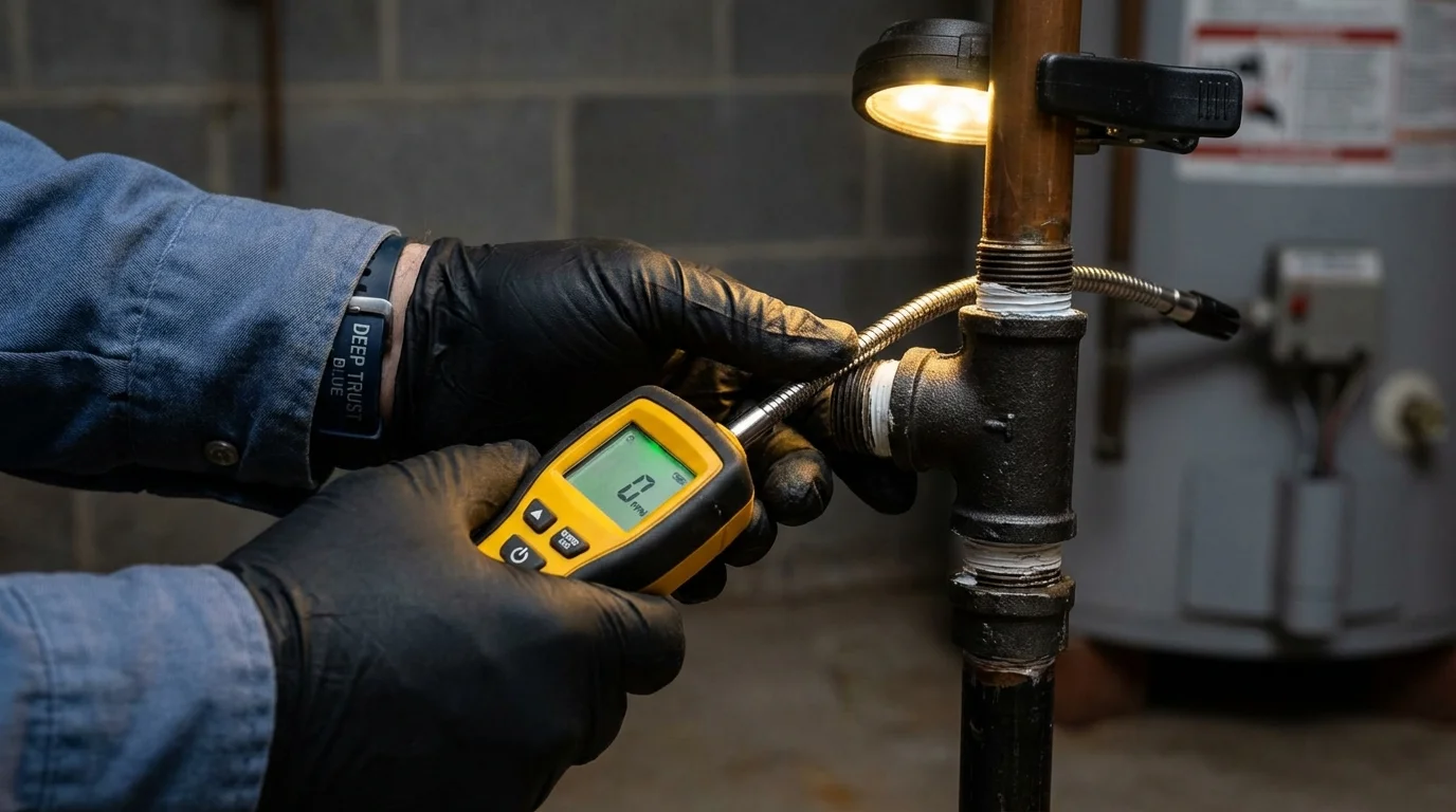 Gas leak detection with electronic sniffer by Johns Plumbing LLC in Citronelle