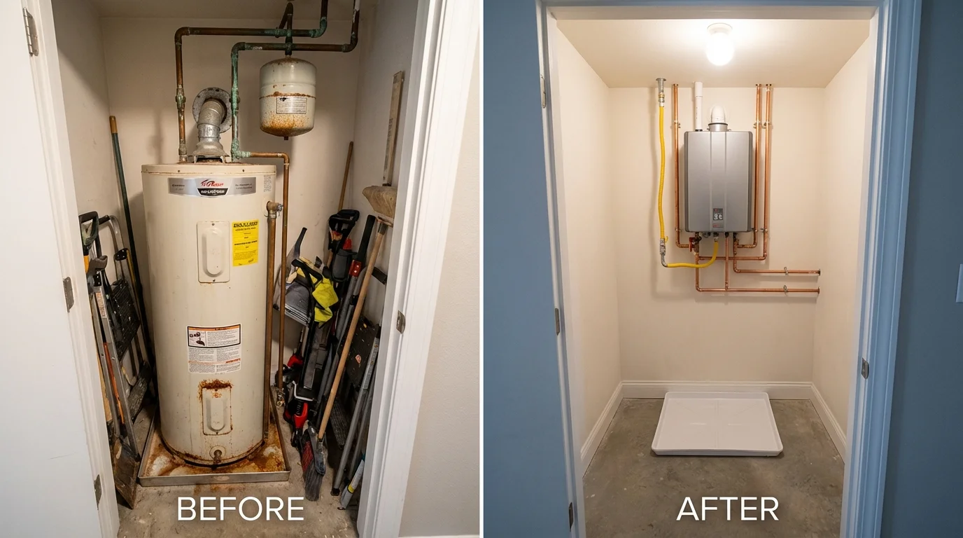 Tank water heater versus wall-mounted tankless unit comparison for Citronelle, AL homeowners