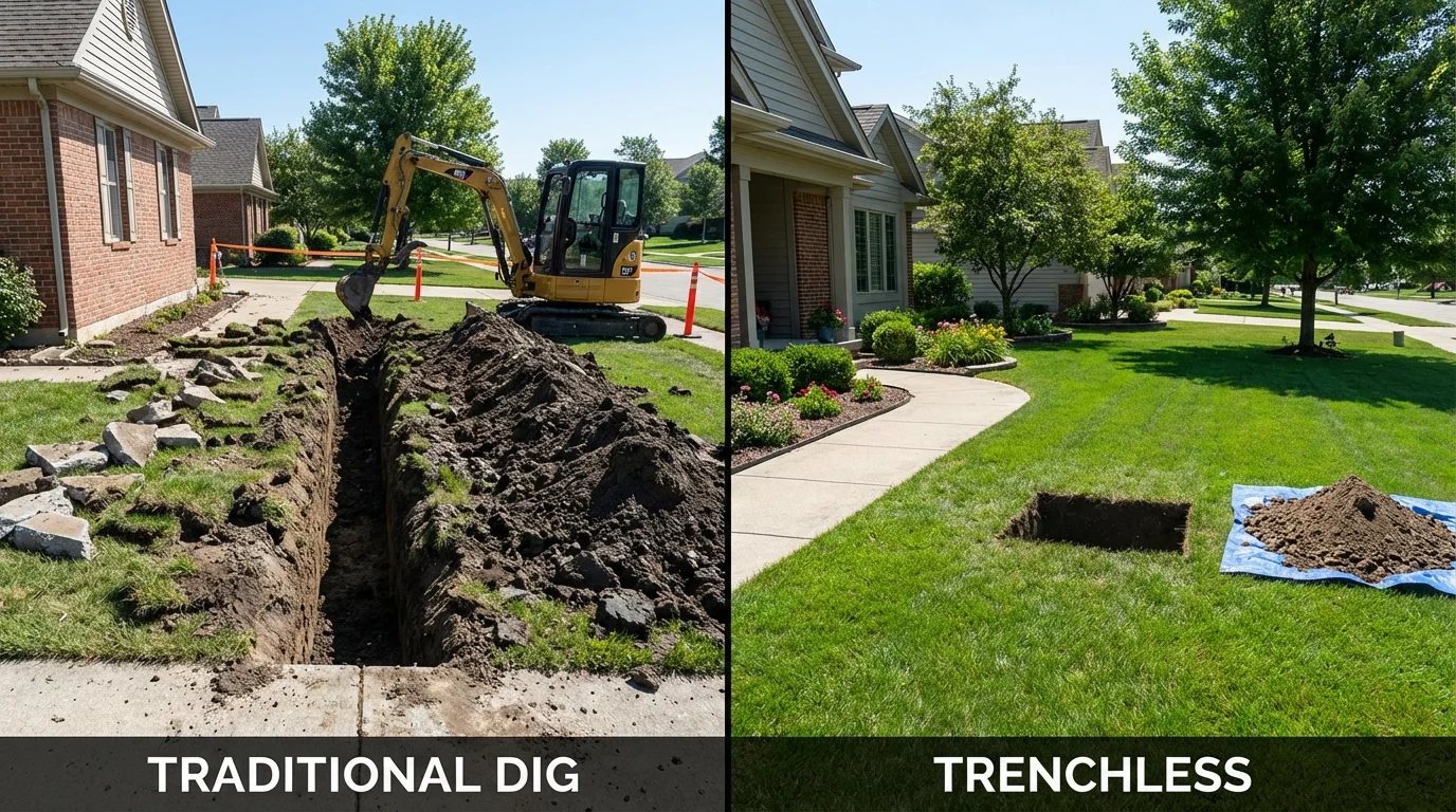 Trenchless sewer repair with minimal yard damage versus traditional excavation in Citronelle, AL